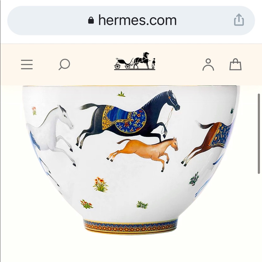 ✨HP✨HERMES NEW IN BOX PUNCH BOWL Cheval d’Orient Porcelain Horses Gold Heirloom - Picture 1 of 12
